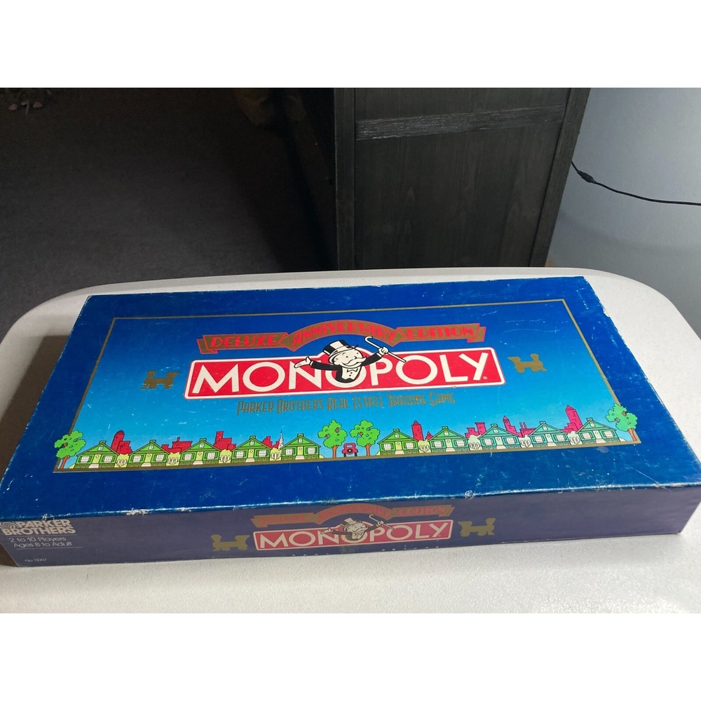 Vintage 1985 Monopoly Deluxe Anniversary Edition Game Complete Gold Tone Tokens